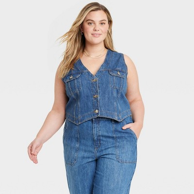 Women's Denim Vest - Universal Thread™ Blue Denim XXL | Target