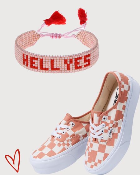 Because I love classic things all that have a little bit of edge. This beaded bracelet is on point and I love the new arrival rose checkered platformed vans.  And they definitely feel like Valentine’s Day, obviously perfect gifts.  

#ValentinesUnder100 #ValentinesGiftsForHer #ValentinesOutfits #PinkOutfits #ValentinesStyle 

#LTKshoecrush #LTKGiftGuide #LTKSeasonal