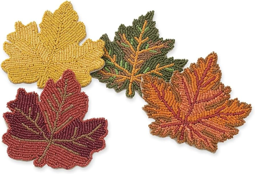 Amazon.com: Folkulture Fall Coasters for Fall Decorations for Home, Pack of 4 Beaded Farmhouse Co... | Amazon (US)