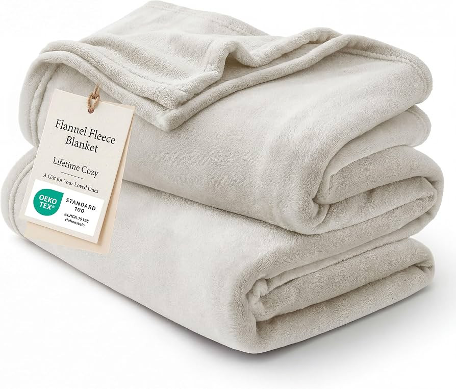Bedsure Fleece Blanket Queen Blanket Linen Beige - 280GSM Soft Lightweight Plush Cozy Blankets fo... | Amazon (US)