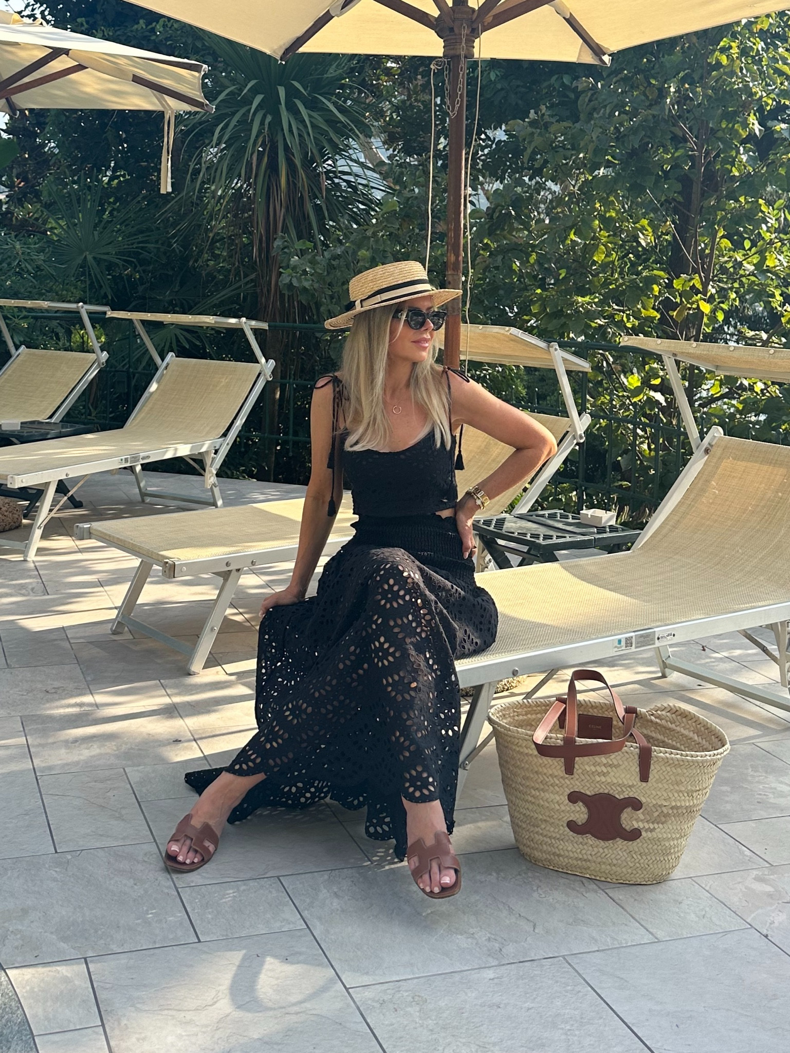 Beautiful matching set that can be worn day time or evening 🖤 #karenmillen #stylish #holidaylook #vacationstyle #celine #holidaystyle #poolside #chic 

#LTKeurope #LTKsummer #LTKluxury