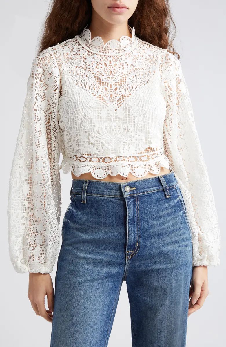 Guipure Long Sleeve Crop Top | Nordstrom