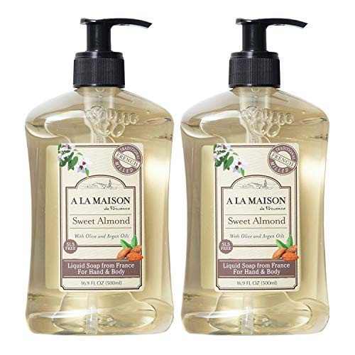 A LA MAISON Sweet Almond French Liquid Hand Soap - Natural Hand Wash Made with Essential Oils - Biodegradable, Plant-Based, Vegan, Cruelty-Free, Alcohol & Paraben Free (16.9 oz, 2 Pack) | Amazon (US)