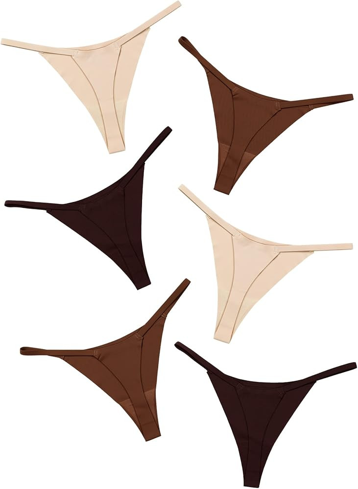 DEANGELMON Seamless G-string Thongs for Women - No Show Thong Underwear Low Rise Stretch Panties ... | Amazon (US)