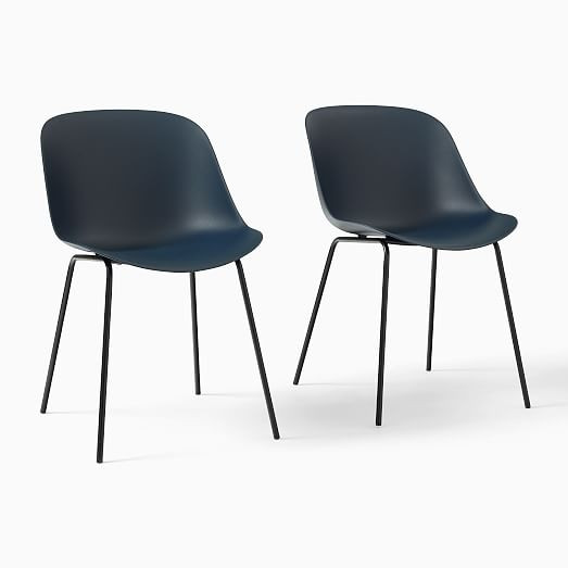 Classon Recycled Plastic Shell Indoor/Outdoor Chair (Set of 2) - Metal Legs | West Elm (US)