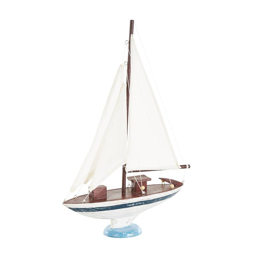 Deco 79 Wood Sail Boat Decorative Sculpture Distressed Home Decor Statue with Brown Wood and Bead... | Amazon (US)