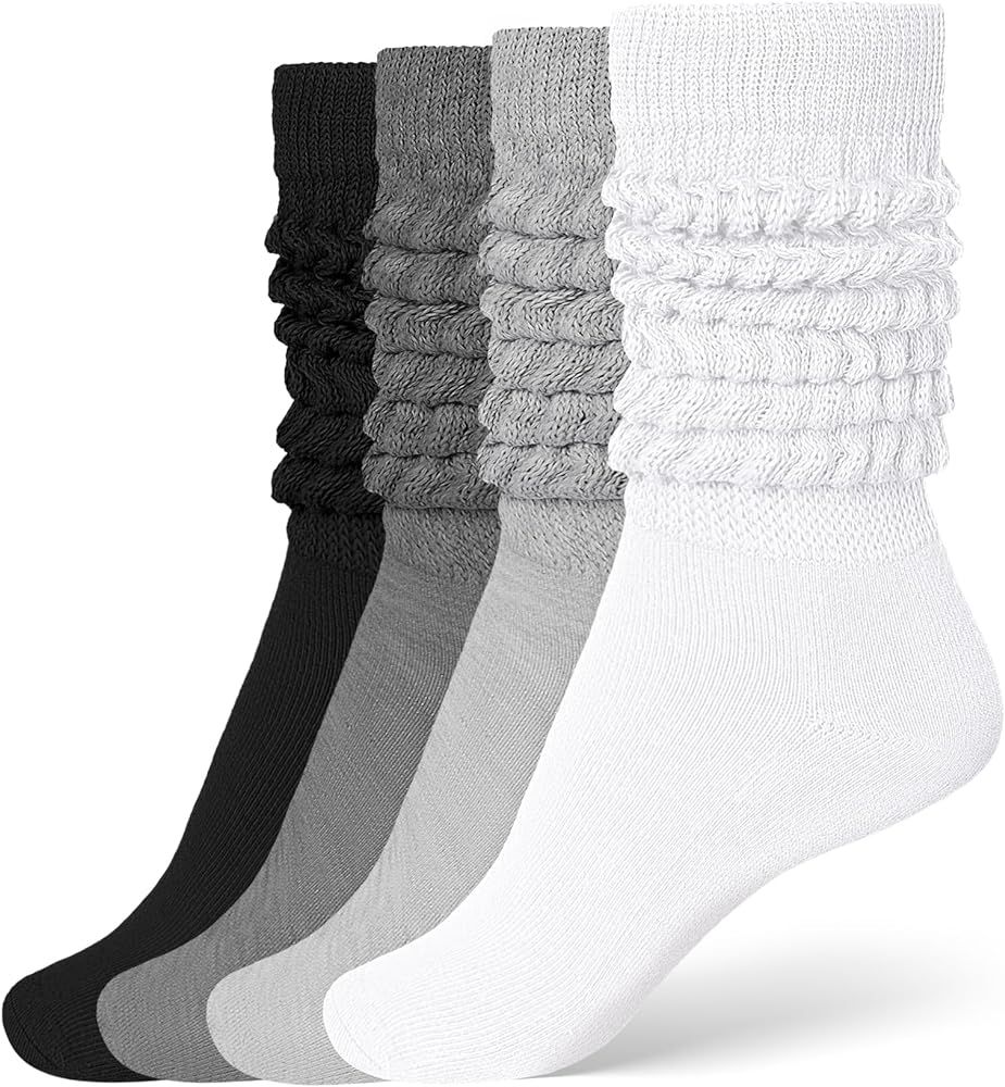 Witwot Long Slouch Socks for Women Knee High Boot Socks Scrunch Socks Size 6-11 | Amazon (US)