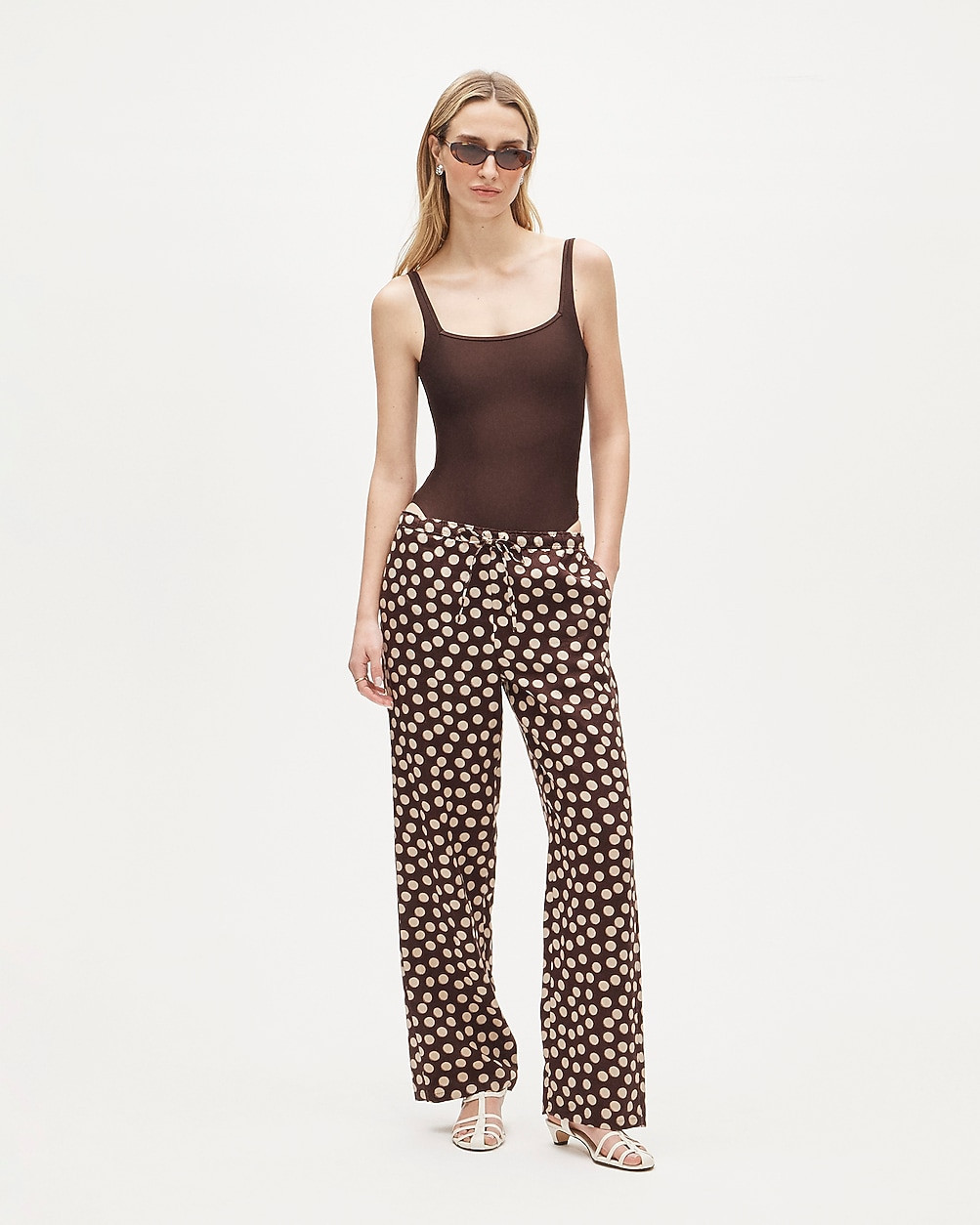 Soleil pant in dot-print linen | J. Crew US