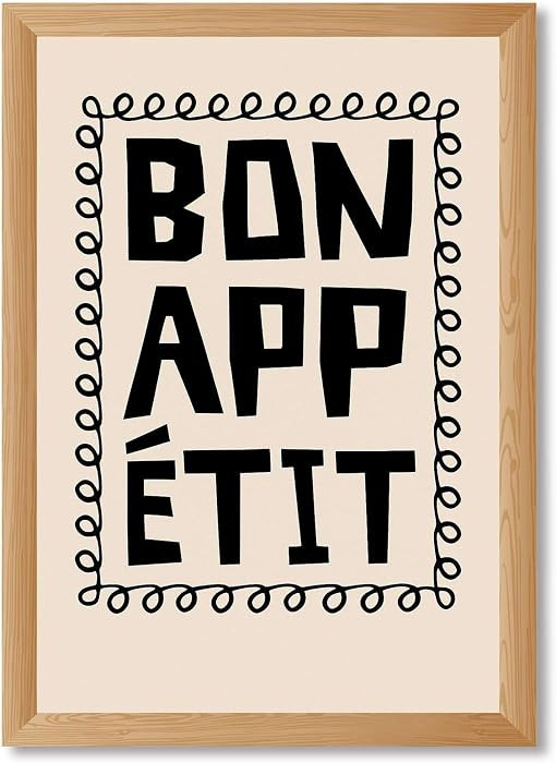 Framed Bon Apptit Minimalist Poster Canvas Print, Trendy Funky Kitchen Wall Art, Exquisite Wall D... | Amazon (US)