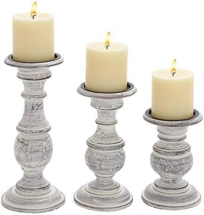 Ten Waterloo Wood Candle Holder, 10 by 8 by 6-Inch, White, Set of 3 | Amazon (US)