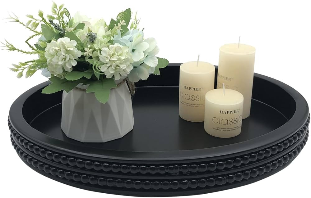 Carah & Cossh Oval Wooden Tray, Modern Decorative Tray 16''x12'', Oval Farmhouse Rustic Serving T... | Amazon (US)