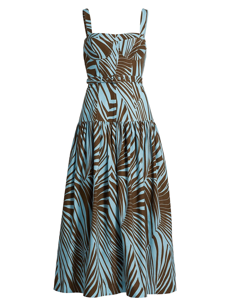Women's Lidia Printed Bustier Drop-Waist Maxi Dress - Rhea Sky Palm - Size 12 | Saks Fifth Avenue