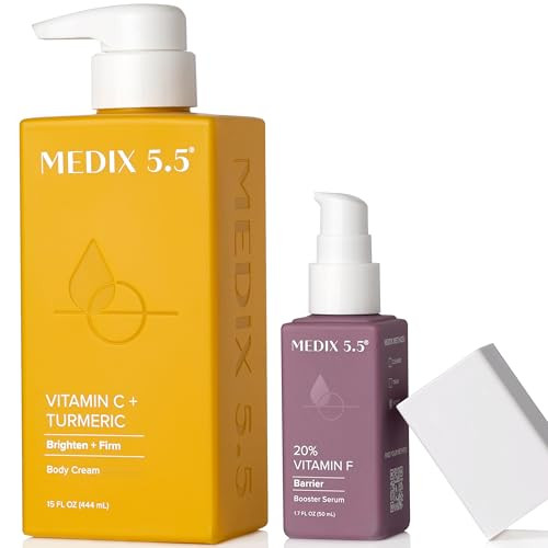 MEDIX Vitamin C Cream + Vitamin F Booster Serum Body Lotion Moisturizer 2PC Skin Care Set | Firming & Brightening Cream Diminishes Uneven Skin Tone, Age Spots, Dry Skin, & Sun Damage, 2PC Bundle | Amazon (US)