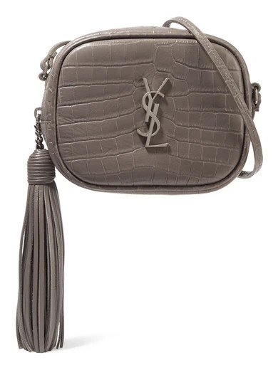 Saint Laurent - Monogramme Blogger Croc-effect Leather Shoulder Bag - Dark gray | NET-A-PORTER (UK & EU)