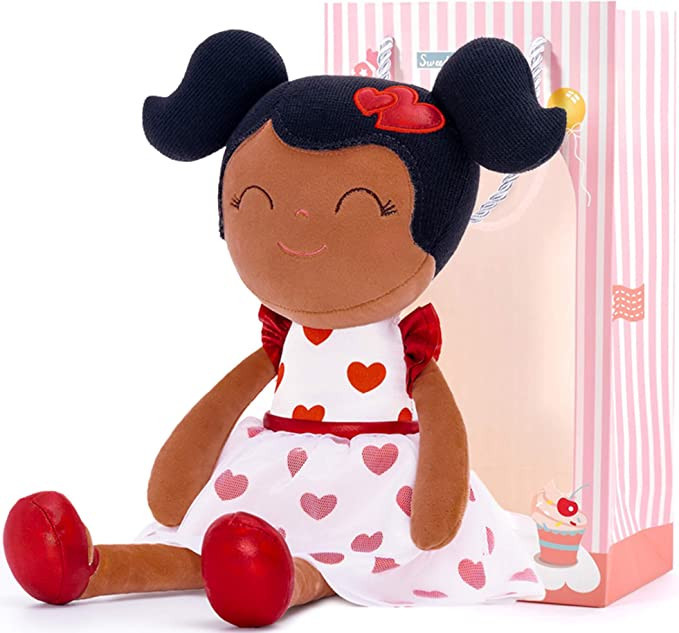 Gloveleya Baby Doll Valentines Day Gifts Baby Girl Gift Plush Doll Heart Black Girl 16 Inch with ... | Amazon (US)