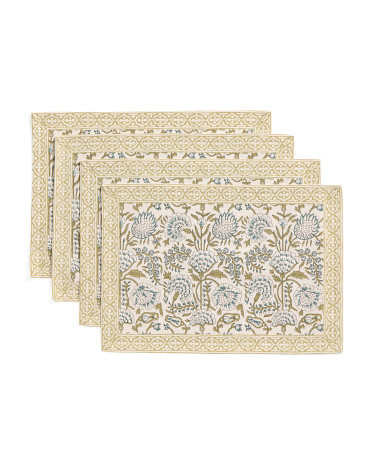 Set Of 4 Cotton Hand Block Print Placemats | Kitchen & Dining Room | Marshalls | Marshalls
