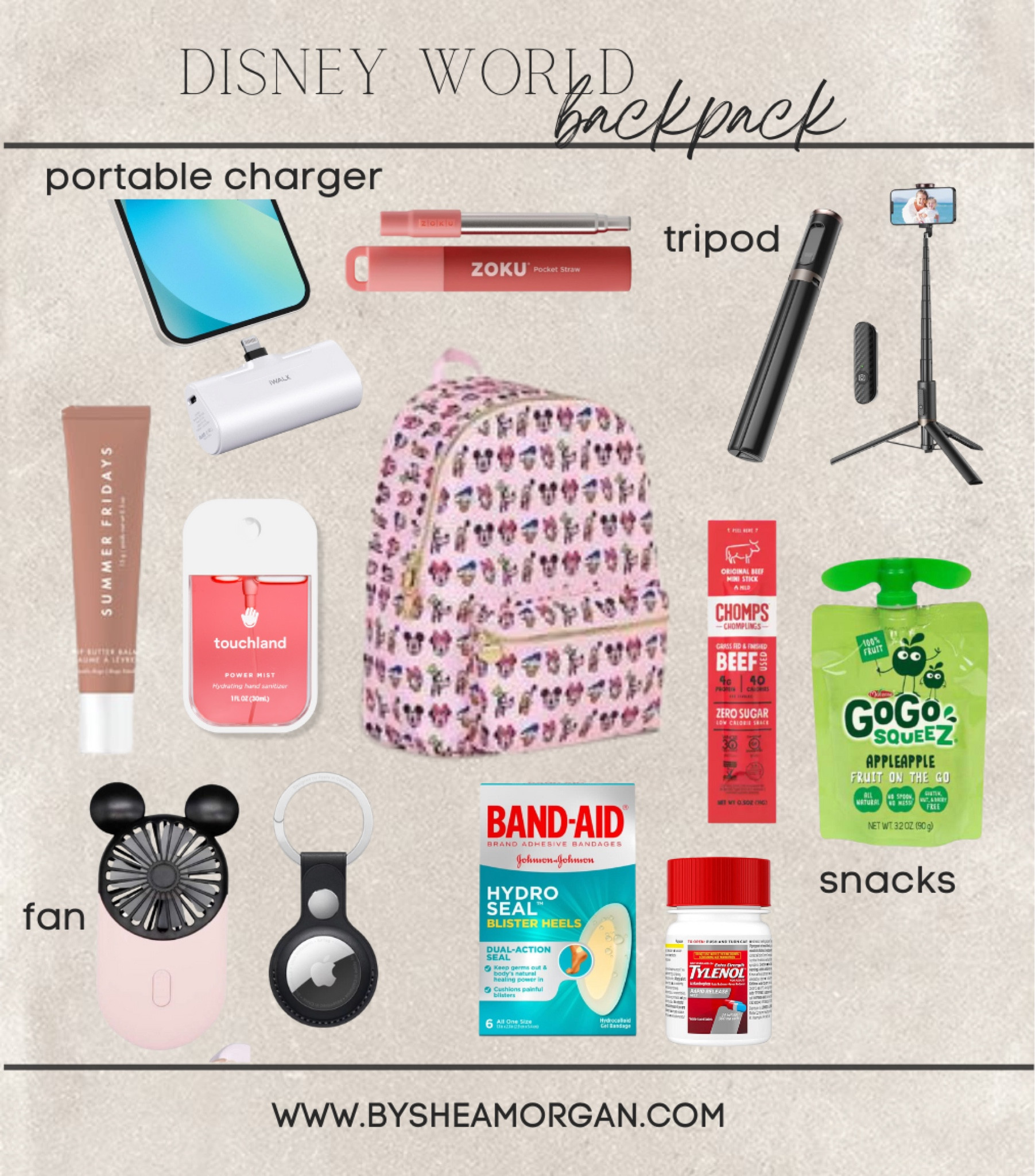 Disney backpack, Disney must haves, tripod, Stoney clover backpack