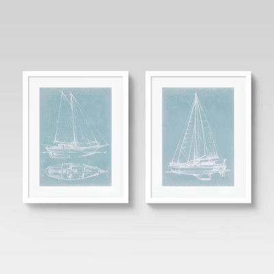 (Set of 2) Sailboat Blueprint 16" x 20" Wall Art - Threshold™ | Target