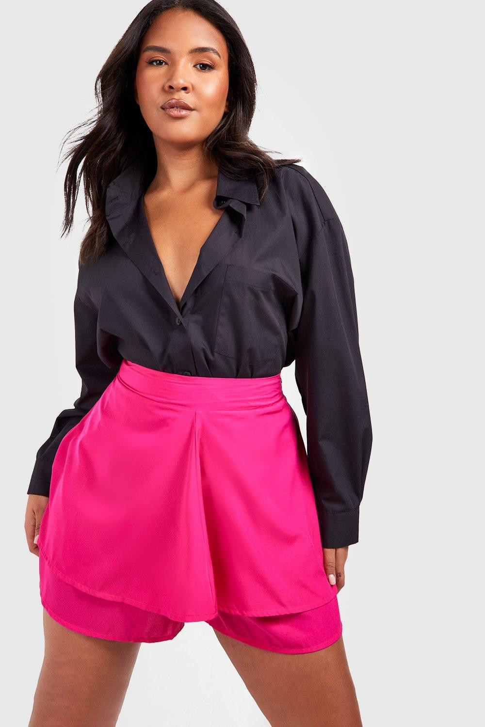 Womens Plus Ruffle Flippy Skort - Pink - 12 | Boohoo.com (US & CA)