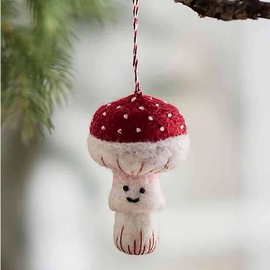 Happy Mushroom Felt Ornament | Terrain