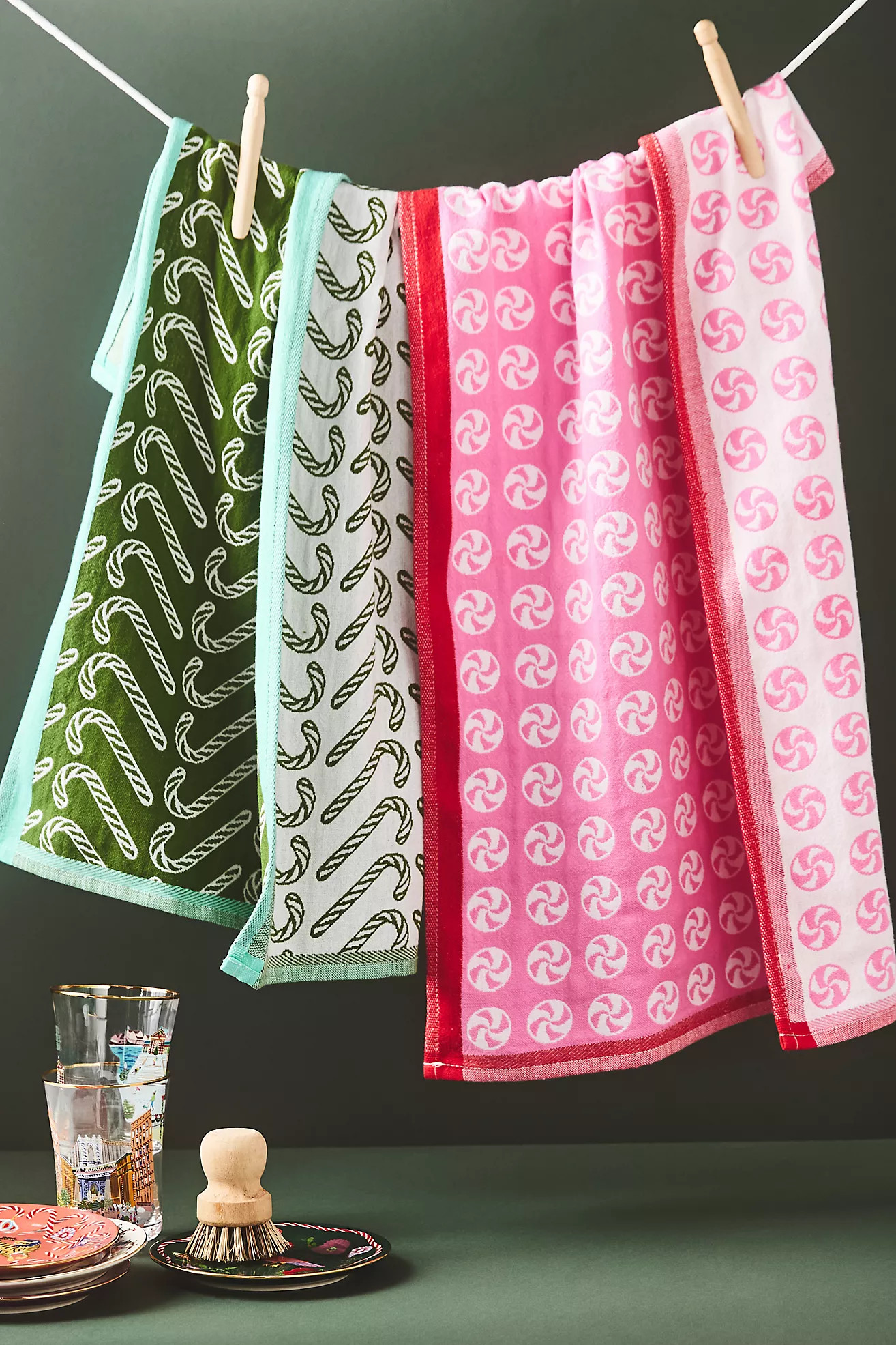Holiday Candy Jacquard Dishtowels, Set of 2 | Anthropologie (US)