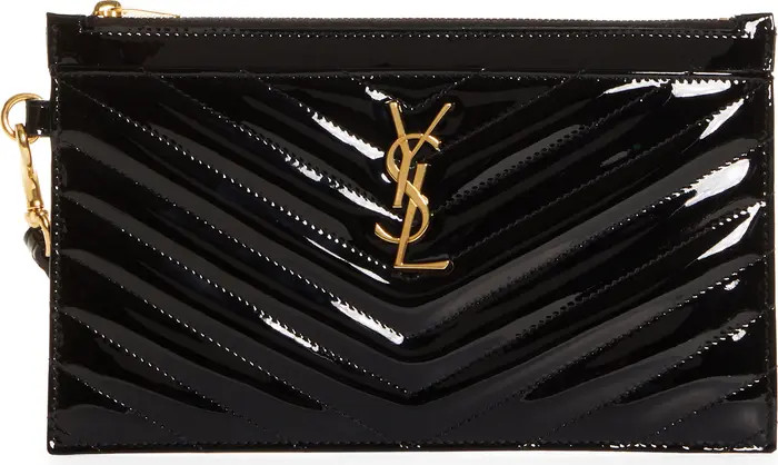 Large Quilted Patent Leather Pouch | Nordstrom