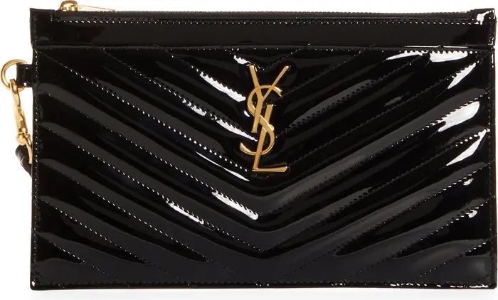 Large Quilted Patent Leather Pouch | Nordstrom