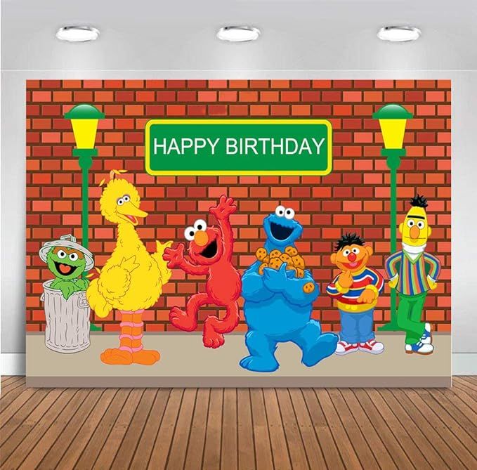 MMY 7x5ft Sesame Street Brick Wall Photography Backdrop Boy Girl Baby Shower Birthday Party Banne... | Amazon (US)