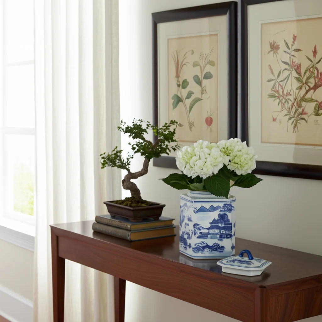 Stoneware Ceramic Chinoiserie Decorative Container with Lid | Wayfair North America