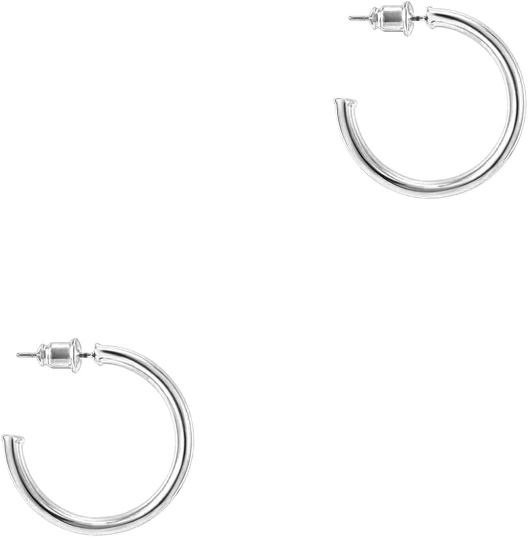 PAVOI 14K Gold Plated Hoop Earrings For Women | 2mm Thick Infinity Gold Hoops Women Earrings | Go... | Amazon (US)