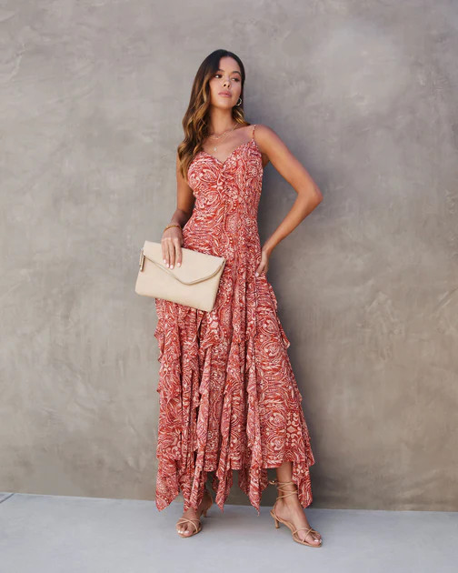Everything To Me Printed Ruffle Maxi Dress - SALE | VICI