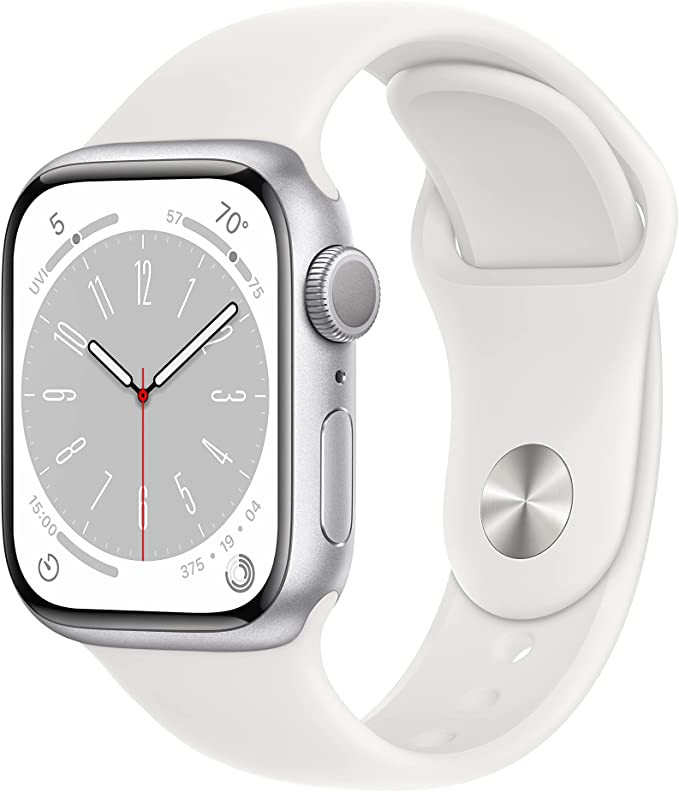 Apple Watch Series 8 [GPS 41mm] Smart Watch w/ Silver Aluminum Case with White Sport Band - S/M. ... | Amazon (US)