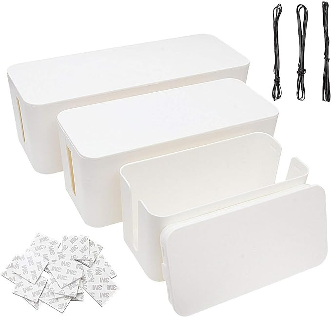 Cable Management Box Set, Large Medium Small Cord Box Organizer to Hider Box Power Strip & Surge ... | Amazon (US)