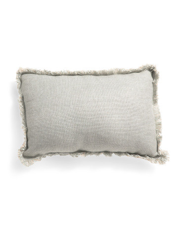 14x22 Linen Blend Frayed Edged Pillow | TJ Maxx