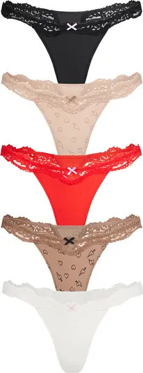 SKIMS Fits Everybody 5-Pack Lace String Thongs | Nordstrom | Nordstrom