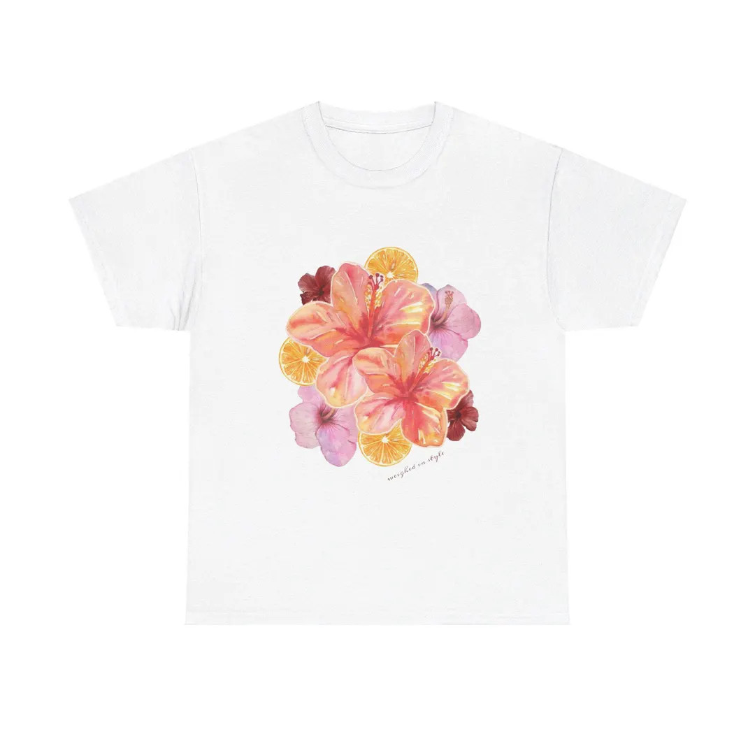 Orange Hibiscus Graphic Tee, Tropical Flower Trendy Tee, Summer Floral Top, Y2K, Vintage Graphic,... | Etsy (US)
