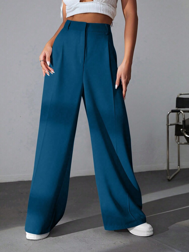 SHEIN EZwear Pantalones De Pierna Ancha Unicolor | SHEIN