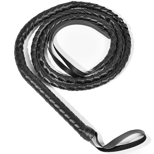 U-Goforst Black Whip, Indiana Whip Cat Woman Whip Costume, Fake Bull Whip, PU Leather Lion Tamer Cowboy Whip for Adults Women Halloween Costume Accessories | Amazon (US)