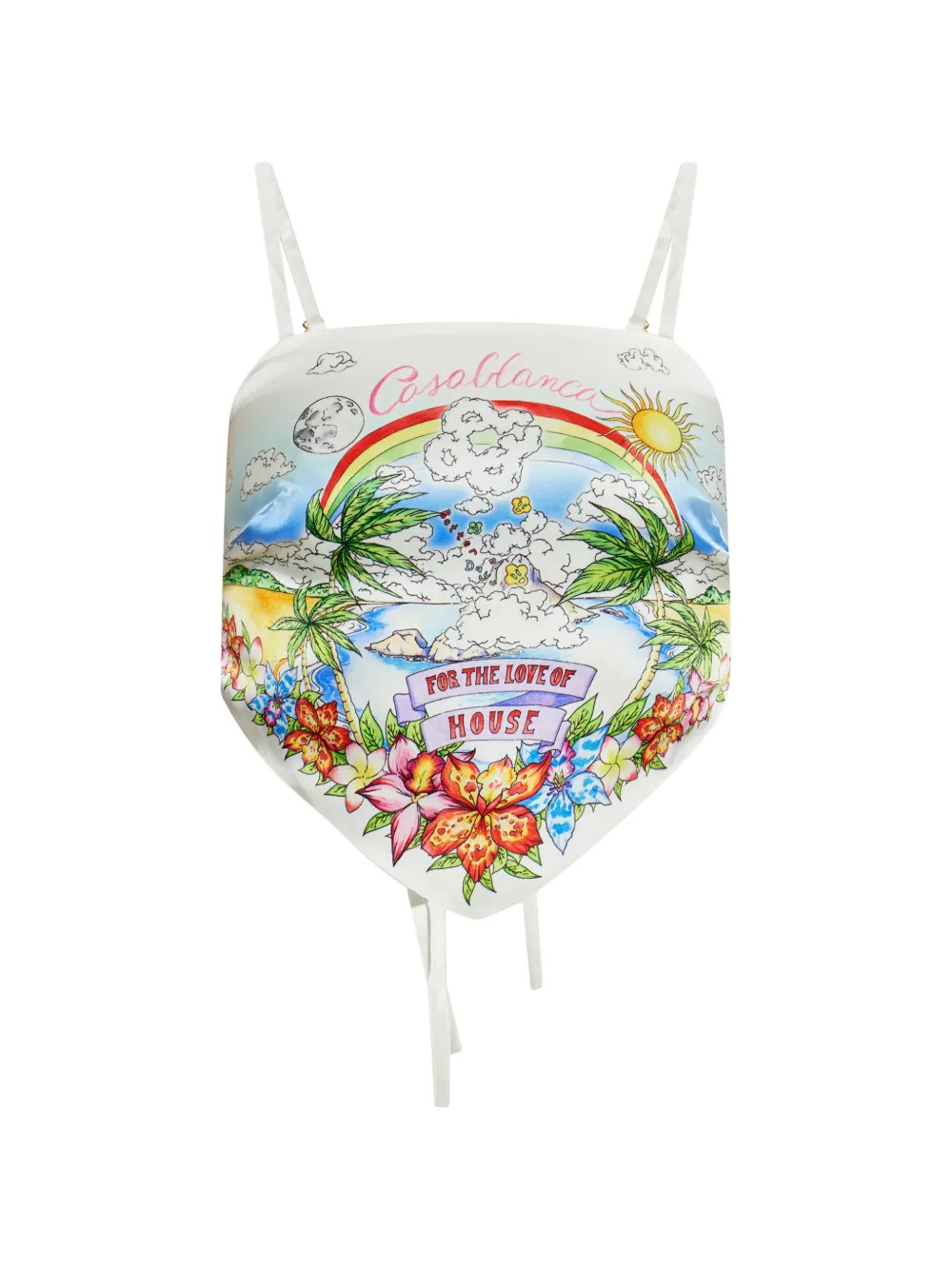 Casablanca Better Days graphic-print Crop Top | White | FARFETCH | Farfetch Global