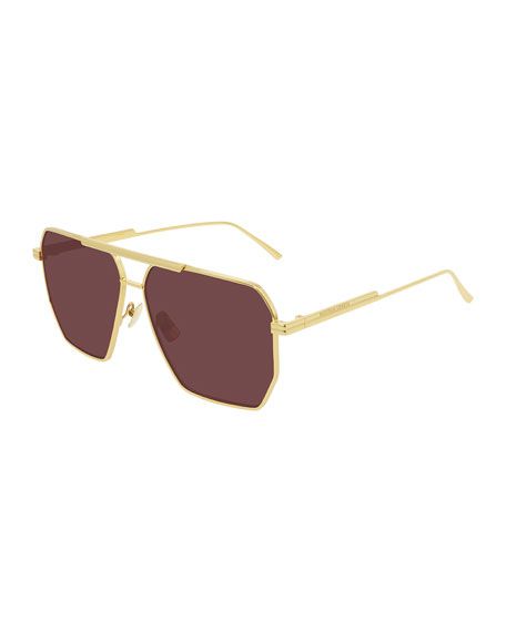 Bottega Veneta Metal Aviator Sunglasses | Neiman Marcus