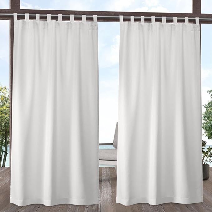 Cabana Solid Indoor/Outdoor Light Filtering Hook-and-Loop Tab Top Curtain Panel Pair, 54"x120", V... | Amazon (US)