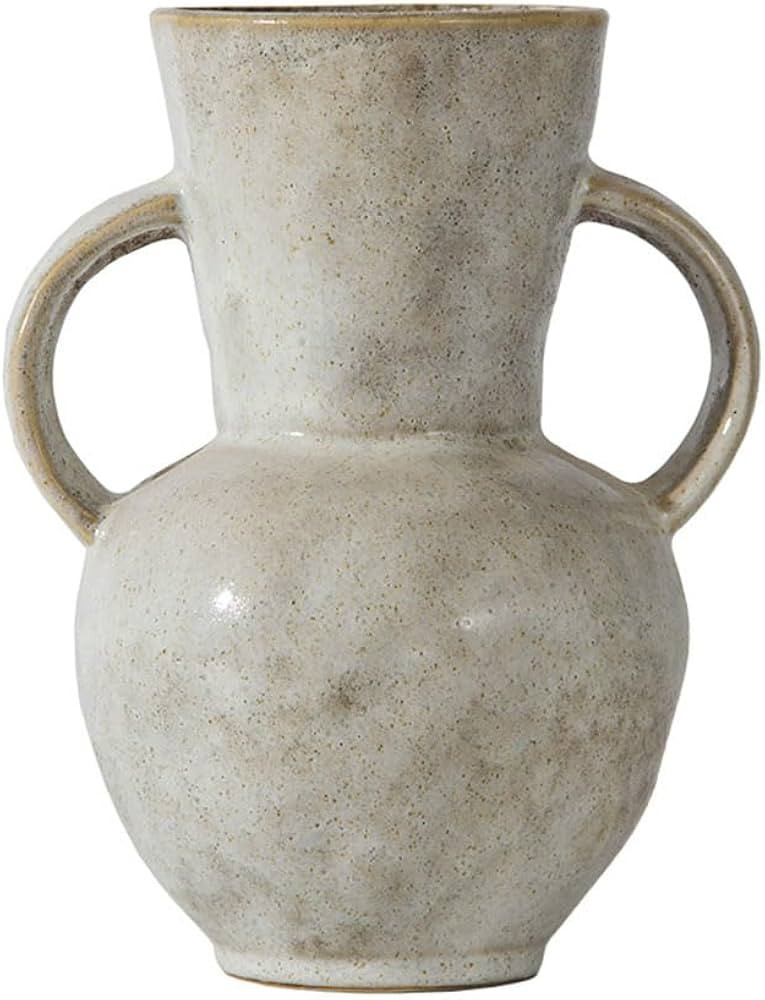 Ceramic Vase with 2 Handles, Rustic Farmhouse Vase for Home Decor, Modern Matte Vase, Centerpiece... | Amazon (US)