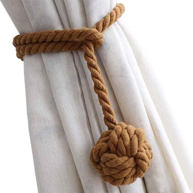 Melaluxe 2 Pack Curtain Tiebacks - Natural Cotton Curtain Rope Tieback, Handmade Rural Decorative... | Amazon (US)
