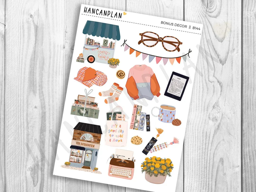 B-144 || BOOKISH | Bonus DECOR Sheet - Etsy | Etsy (US)