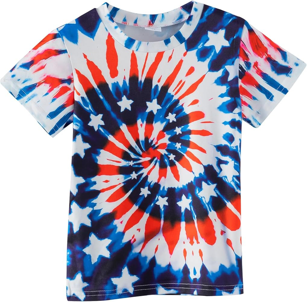 Boys Girls 4th of July T-Shirt American Flag Tees Kids Toddler Short Sleeve Tee Shirts 4-10 Years | Amazon (US)