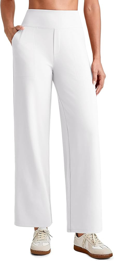 G4Free EverGoing Wide Leg Ankle Pants for Women 7/8 Length Yoga Dress Pants High Waist Stretch wi... | Amazon (US)
