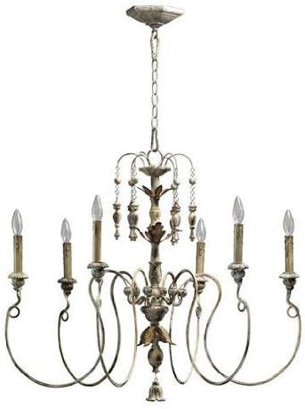 Quorum 6006-6-70 Traditional Leaf, Flower, Fruit Six Light Chandelier, 32", Persian White | Amazon (US)