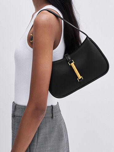 Cesia Metallic Accent Shoulder Bag | Charles & Keith US