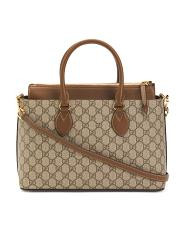 Made In Italy Supreme Canvas Small G G Satchel With Leather Trim | TJ Maxx