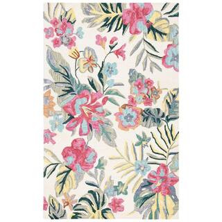 SAFAVIEH Jardin Ivory/Pink 5 ft. x 8 ft. Floral Solid Color Area Rug JAR151A-5 - The Home Depot | The Home Depot